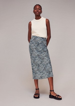 Whistles Abstract Cheetah Silk Skirts Multicolor | US-62375JALQ