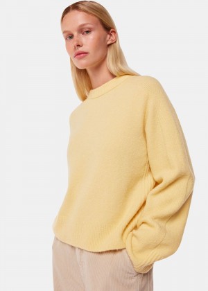 Whistles Alana Wool Mix Crew Neck Knitwear Yellow | US-45106NCGU