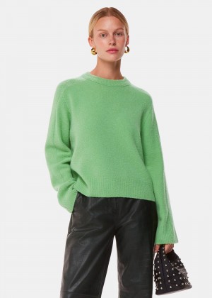 Whistles Alana Wool Mix Crew Neck Knitwear Green | US-24187FOVC