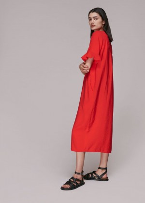 Whistles Alba Midi Dress Red | US-53489NMEO