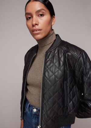 Whistles Alora Quilted Bomber Jacket Black | US-98730TWOU