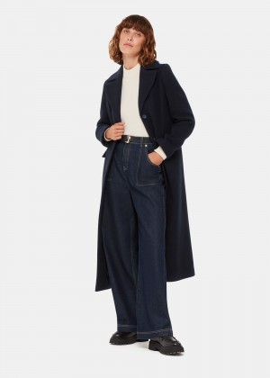 Whistles Amalia Longline Coat Navy | US-10537OJTC