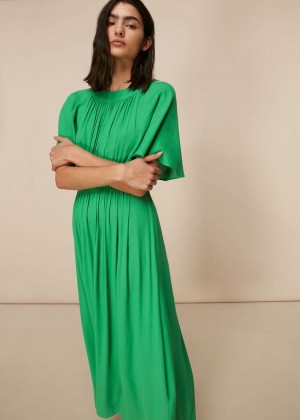 Whistles Amelia Cape Sleeve Dress Green | US-24853DBRI