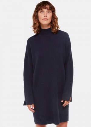 Whistles Amelia Wool Knitted Dress Navy | US-67928JMPZ