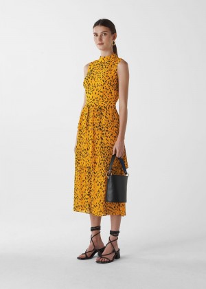 Whistles Animal Print Tiered Dress Yellow / Multicolor | US-80496PCLZ