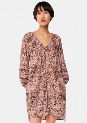 Whistles Animal Swirl Cocoon Dress Pink / Multicolor | US-46073COFR