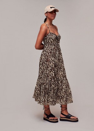 Whistles Animal Tie Front Beach Dress Leopard | US-92301MUZB