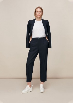 Whistles Anita High Waist Pants Navy | US-80279EHPV