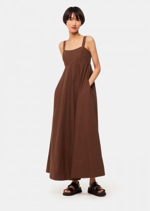 Whistles Anna Dress Brown | US-84126HLTO