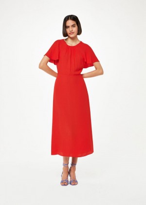 Whistles Annabelle Cape Sleeve Dress Red | US-67592AMLY