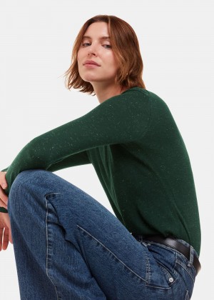 Whistles Annie Sparkle Crew Neck Sweater Dark Green | US-52049SVRZ