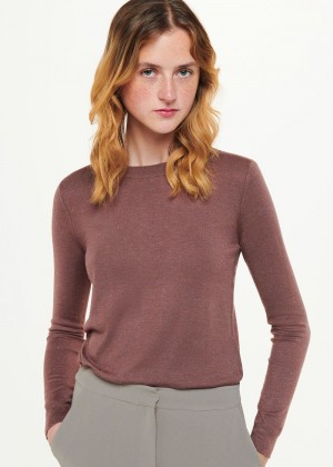 Whistles Annie Sparkle Crew Neck Sweater Brown | US-80963MIVA