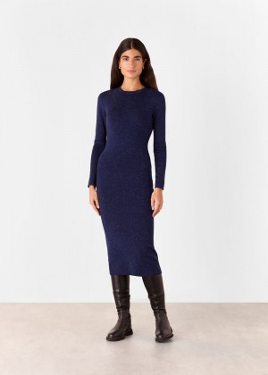 Whistles Annie Sparkle Knit Dress Navy | US-79286FSOC