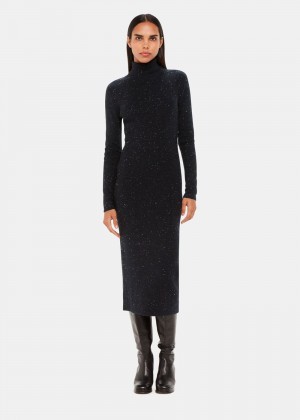 Whistles Annie Sparkle Roll Neck Dress Black | US-81643DORG