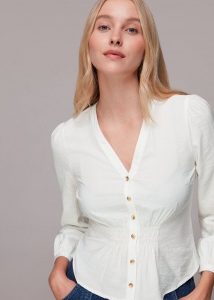 Whistles Ariel Shirred Detail Blouse White / Multicolor | US-34986JBCV