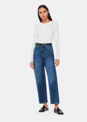 Whistles Authentic Barrel Leg Jeans Blue | US-98032UHVC