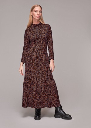 Whistles Autumn Leaves Jersey Dress Multicolor | US-68073LKFS