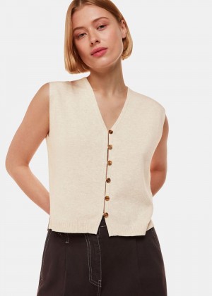 Whistles Bailey Button Through Knitwear Beige | US-28590VJDT