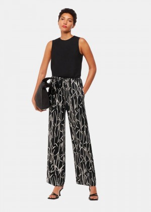 Whistles Bamboo Shoots Pants Black / White | US-60571EYMX