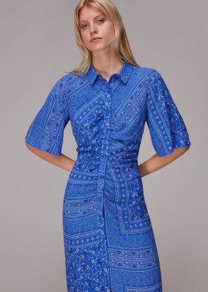 Whistles Bandana Spot Print Shirt Dress Blue / Multicolor | US-17036AUPS