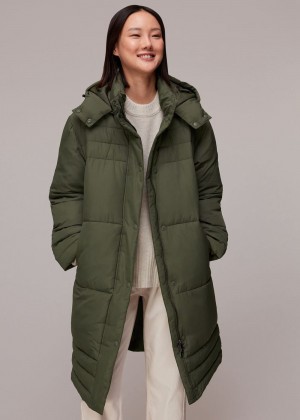 Whistles Becky Longline Puffer Jacket Khaki | US-71345MBNX