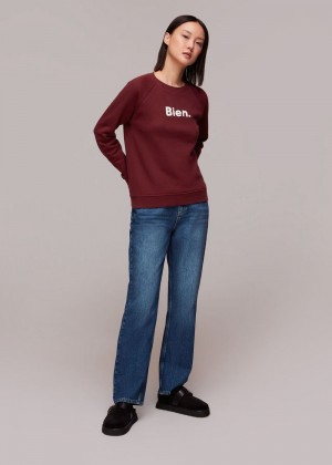 Whistles Bien Logo Sweatshirt Burgundy | US-83754MKQZ