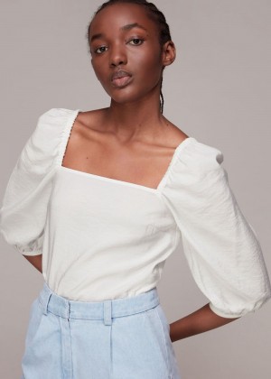 Whistles Blanche Square Neck Top White | US-83216STEF