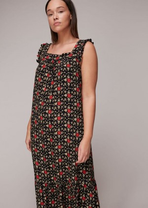 Whistles Block Print Midi Dress Black / Multicolor | US-52961SMLV