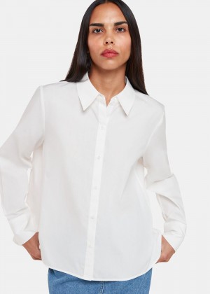 Whistles Boxy Cotton Shirts White | US-83710RCFX