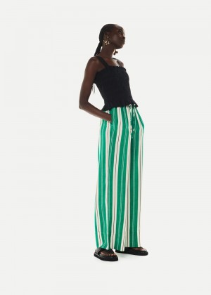 Whistles Bridget Maxi Stripe Pants Green / Multicolor | US-64918GXWR