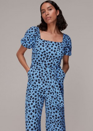 Whistles Brushed Dalmatian Jumpsuit Blue / Multicolor | US-29861HYSN