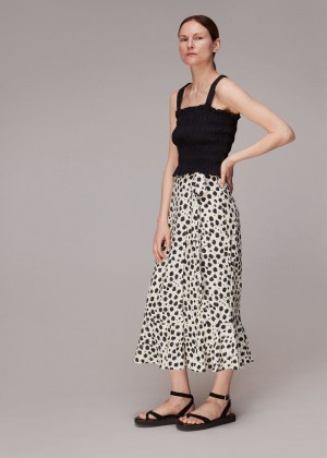 Whistles Brushed Dalmatian Wrap Skirts Black / White | US-19806QIJT