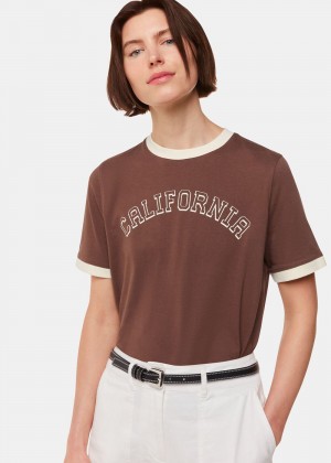 Whistles California Logo T-Shirt Chocolate | US-04927ICYM