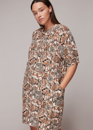 Whistles Camo Safari Print Dress Multicolor | US-37145AWHJ