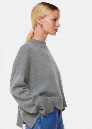 Whistles Cashmere Blend Split Back Sweater Dark Grey | US-67914IPBM