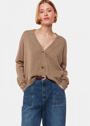 Whistles Cashmere Cardigan Beige | US-19572IRZP