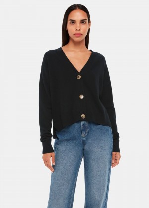 Whistles Cashmere Cardigan Black | US-32076MQNO