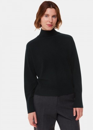 Whistles Cashmere Funnel Neck Knitwear Black | US-48623BEOM