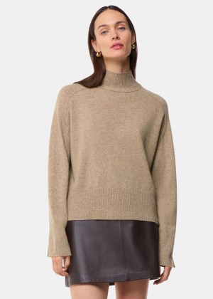 Whistles Cashmere Funnel Neck Knitwear Beige | US-69035AFGZ