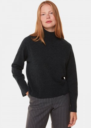 Whistles Cashmere Funnel Neck Knitwear Dark Grey | US-12965UCYT