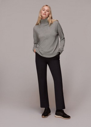 Whistles Cashmere Roll Neck Jumpers Grey | US-43658POMY