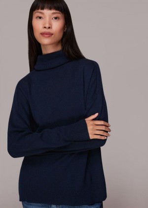 Whistles Cashmere Roll Neck Jumpers Navy | US-89412KJCL