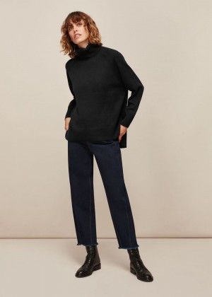 Whistles Cashmere Roll Neck Sweater Black | US-58617CVJD