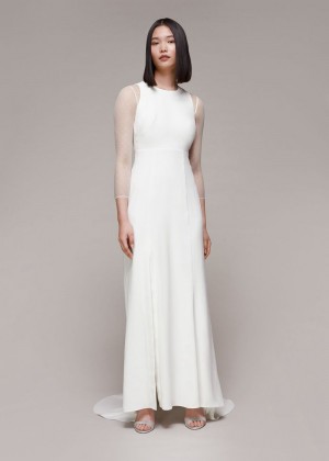 Whistles Cecilia Dobby Wedding Dress White | US-71389FXRL