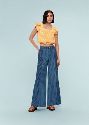 Whistles Chalk Stripe Print Top Yellow / Multicolor | US-61407GAXV