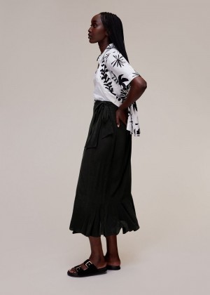 Whistles Charlie Wrap Skirts Black | US-76985STLN