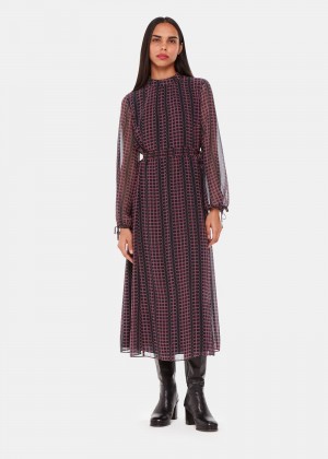 Whistles Circle Link Ivy Dress Black / Multicolor | US-87065PYIO