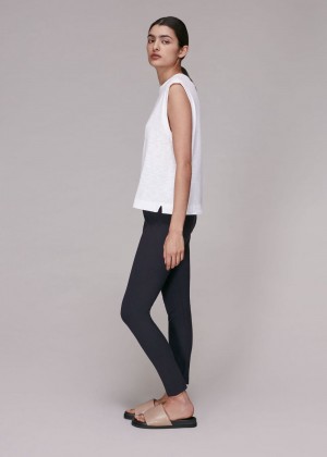 Whistles Classic Slim Ponte Pants Navy | US-87691CAGH