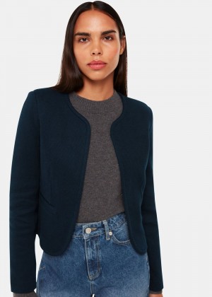 Whistles Collarless Jersey Jacket Navy | US-18736JQIH