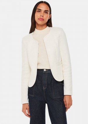 Whistles Collarless Jersey Jacket White | US-31640EICW